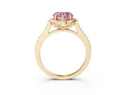 Heart-Shaped Petal Tip Halo Engagement Ring Setting for a Fancy Pink Lab-Grown Diamond | Pavé Band | Yellow Gold