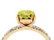 Radiant Cut Pavé Solitaire Engagement Ring Setting for a Fancy Yellow Lab-Grown Diamond | Yellow Gold