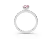Fancy Pink Pear Cut Diamond Pavé Band Solitaire Set in White gold with Prong Setting