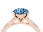 Round Pave Solitaire Engagement Ring Setting for a Fancy Blue Lab-Grown Diamond | Sweeping Shoulders | Rose Gold