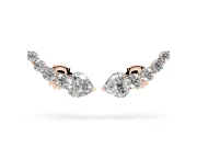 Round and Heart Lab-Grown Diamond Graduated Ear Climbers | Petite Curve | Rose Gold