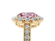 Oval Vintage Halo Engagement Ring Setting for a Fancy Pink Lab-Grown Diamond | Yellow Gold