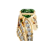 Asscher Cut Bypass Pavé Engagement Ring Setting for a Fancy Green Lab-Grown Diamond | Graduated Pavé | Yellow Gold