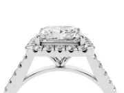 Princess Cut Halo Engagement Ring Setting | Pave Shoulders | White Gold