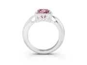 Fancy Pink Princess Cut Diamond Halo Engagement Ring Set in Silver with Plain Split Shank and Prong Setting