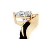 Heart-Shaped Bypass Solitaire Engagement Ring Setting | Pavé Ribbon | Yellow Gold