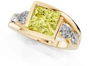Princess Cut Bezel Bypass Engagement Ring Setting for a Fancy Yellow Lab-Grown Diamond | Yellow Gold