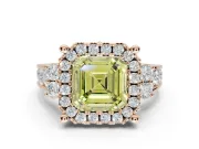 Asscher Cut Halo Engagement Ring Setting for a Fancy Yellow Lab-Grown Diamond | Graduated Channel Band | Rose Gold