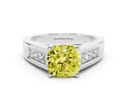 Cushion Cut Channel-Set Engagement Ring Setting for a Fancy Yellow Lab-Grown Diamond | Platinum