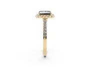 Princess Cut Halo Engagement Ring Setting for a Black Center | Pavé Shoulders | Yellow Gold