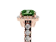 Cushion Cut Accented Halo Engagement Ring Setting for a Fancy Green Lab-Grown Diamond | Rose Gold