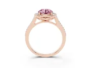 Round Halo Engagement Ring Setting for a Fancy Pink Lab-Grown Diamond | Petal Tips | Rose Gold