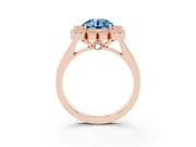 Round Milgrain Cluster Halo Engagement Ring Setting for a Fancy Blue Lab-Grown Diamond | Plain Band | Rose Gold