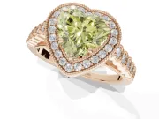 Heart-Shaped Graduated Milgrain Halo Engagement Ring Setting for a Fancy Yellow Lab-Grown Diamond | Rose Gold