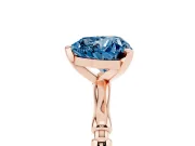Fancy Blue Heart Cut Diamond Solitaire Ring Set in Rose gold with Bamboo Band and Prong Setting
