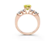 Cushion Cut Five Stone Engagement Ring Setting for a Fancy Yellow Lab-Grown Diamond | Prong Set Side Stones | Rose Gold
