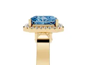 Radiant Cut Halo Engagement Ring Setting for a Fancy Blue Lab-Grown Diamond | Pavé Panel Shoulders | Yellow Gold