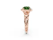 Heart-Shaped Filigree Halo Engagement Ring Setting for a Fancy Green Lab-Grown Diamond | Rose Gold