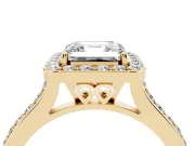 Asscher Cut Pavé Halo Engagement Ring Setting | Yellow Gold