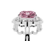 Princess Cut Scalloped Cluster Halo Engagement Ring Setting for a Fancy Pink Lab-Grown Diamond | Plain Band | Platinum