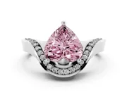 Heart-Shaped Bypass Solitaire Engagement Ring Setting for a Fancy Pink Lab-Grown Diamond | Pavé Ribbon | White Gold
