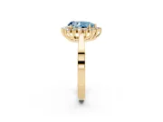 Pear-Shaped Scalloped Halo Engagement Ring Setting for a Fancy Blue Lab-Grown Diamond | Yellow Gold