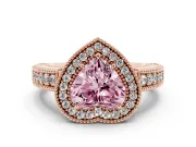 Heart-Shaped Halo Engagement Ring Setting for a Fancy Pink Lab-Grown Diamond | Rose Gold