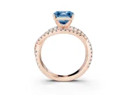 Fancy Blue Asscher Cut Diamond Solitaire Twist Band Ring Set in Rose gold with Pavé Setting and Prong Head