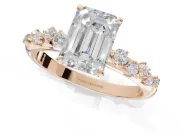 Emerald Cut Solitaire Engagement Ring Setting | Graduated Scattered Accents | Rose Gold