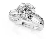 Round Twisted Pavé Engagement Ring Setting | Pavé and Plain Strands | White Gold