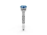 Round Hidden Halo Engagement Ring Setting for a Fancy Blue Lab-Grown Diamond | Milgrain Pave | Sterling Silver