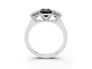 Emerald Cut Three Stone Engagement Ring Setting for a Black Center | Basket Prong Heads | Sterling Silver