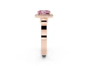 Radiant Cut Halo Engagement Ring Setting for a Fancy Pink Lab-Grown Diamond | Pavé Panel Shoulders | Rose Gold