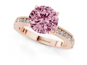 Round Vintage Pavé Engagement Ring Setting for a Fancy Pink Lab-Grown Diamond | Rose Gold