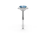 Oval Raised Halo Engagement Ring Setting for a Fancy Blue Lab-Grown Diamond | Sterling Silver