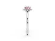 Oval Halo Engagement Ring Setting for a Fancy Pink Lab-Grown Diamond | Plain Polished Band | White Gold
