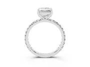 Princess Cut Pavé Solitaire Engagement Ring Setting | Shared Prong Band | White Gold