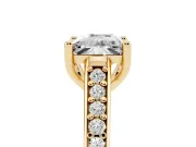 Princess Cut Graduated Pave Cathedral Engagement Ring Setting | Scroll Cut-Outs | Yellow Gold