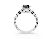 Fancy Black Round Cut Diamond Solitaire Ring Set in Platinum with Infinity Twist Pavé Band