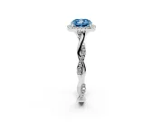 Cushion Cut Twist Halo Engagement Ring Setting for a Fancy Blue Lab-Grown Diamond | Platinum