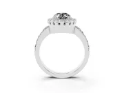 Oval Milgrain Halo Engagement Ring Setting for a Black Center | Pavé Shoulders | Sterling Silver