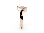 Heart-Shaped Bypass Solitaire Engagement Ring Setting | Pavé Ribbon | Rose Gold