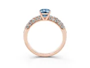 Emerald Cut Multi Row Pave Engagement Ring Setting for a Fancy Blue Lab-Grown Diamond | Rose Gold