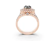 Oval Double Halo Split Shank Engagement Ring Setting for a Black Center | Pavé Strands | Rose Gold