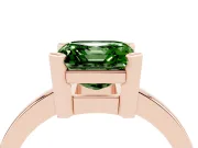 Fancy Green Asscher Cut Diamond Solitaire Ring Set in Rose gold with Prong Head and Smooth Polished Band