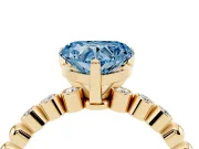 Heart-Shaped Beaded Engagement Ring Setting for a Fancy Blue Lab-Grown Diamond | Yellow Gold