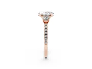 Oval Three Stone Engagement Ring Setting | Pave Shoulders | Rose Gold