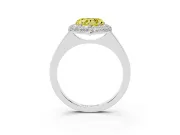 Heart-Shaped Pave Halo Engagement Ring Setting for a Fancy Yellow Lab-Grown Diamond | Slim Plain Band | Platinum