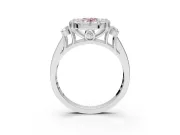 Oval Halo Engagement Ring Setting for a Fancy Pink Lab-Grown Diamond | Graduated Channel Band | Sterling Silver