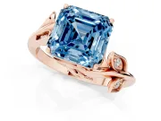 Asscher Cut Twisted Bypass Engagement Ring Setting for a Fancy Blue Lab-Grown Diamond | Rose Gold